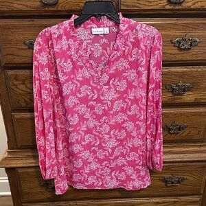Kim Rogers Vibrant Pink Floral Blouse